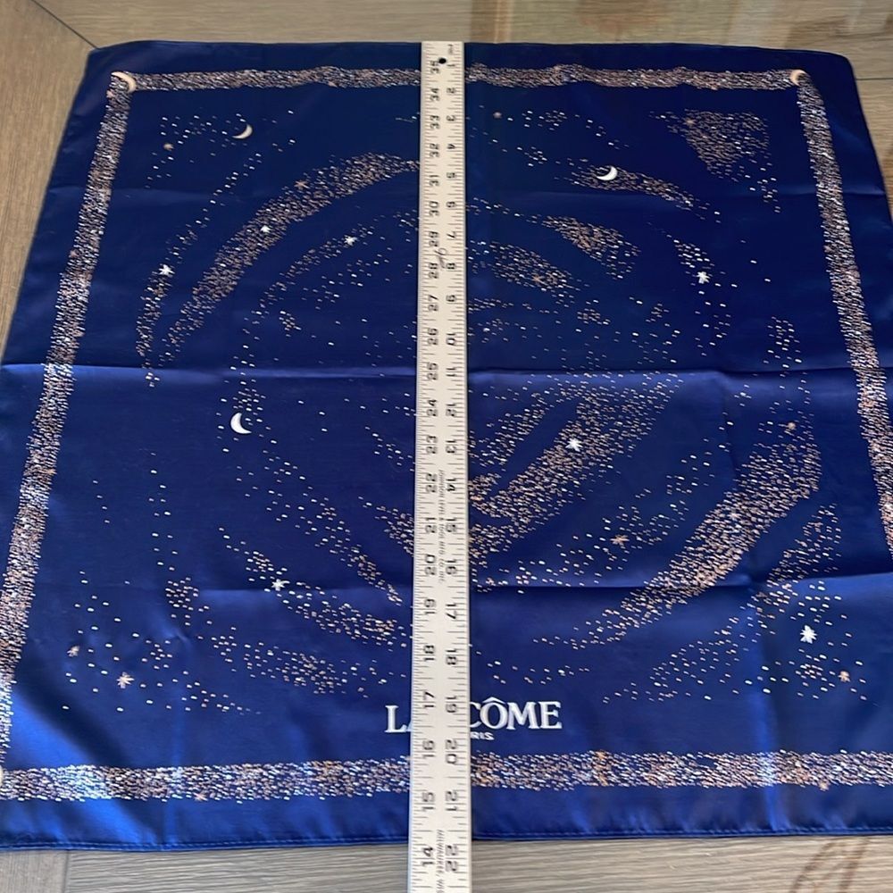 Lancôme Paris Blue Silky - Polyester Square Scarf Stars & Moon Galaxy Milky Way - Picture 6 of 16